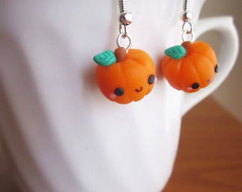 Halloween earrings pumpkins charm handmade polymer clay cute