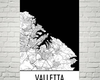 Valletta Map, Valletta Art, Valletta Print, Valletta Malta Poster, Valletta Wall Art, Malta Gifts, Map of Malta, Malta Poster, Malta Decor
