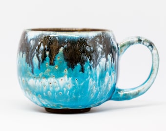 Handmade ceramic blue cup. Pottery mug Ceramic mug Big blue pottery coffee cup Large ceramic pottery cup Handmade coffee cup Handmade mug