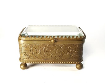 Antique Brass Jewelry Casket, Made in Germany