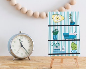 A6 postcard Retro Shelves