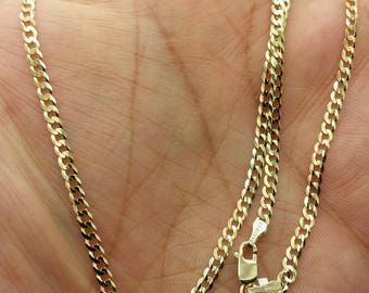 14k Solid Yellow Gold Cuban Curb Link Necklace 20" 2.6mm