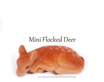 Miniature Flocked Deer, Christmas Crafts, Nature