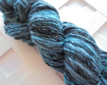 STORMY WEATHER Bulky Handspun Yarn, Soft Handspun Yarn, Bulky Knit Yarn, Bulky Merino Yarn, Weaving Yarn, Thick & Thin Yarn, Silk, Alpaca