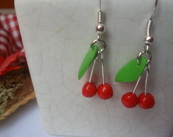 Cherry earrings with polymer clay