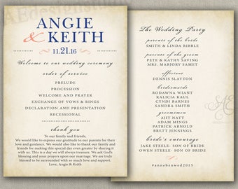 items similar to wedding ceremony program order of ceremony 5 5 x