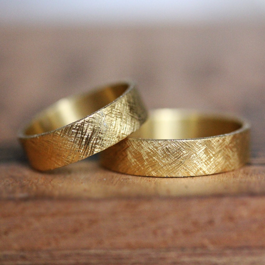 22k gold wedding band set rustic wedding ring set 22k gold