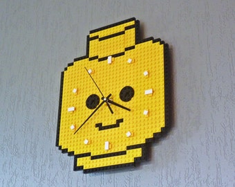 Clock made of Lego bricks - Minifig head // Geek gift