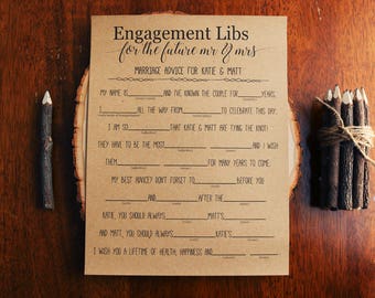 Engagement Libs . Mad Libs . Wedding Mad Libs . Bridal Shower Mad Libs . Funny Bridal Shower Game . Guest Libs . Rustic, Unique, Fun Game .