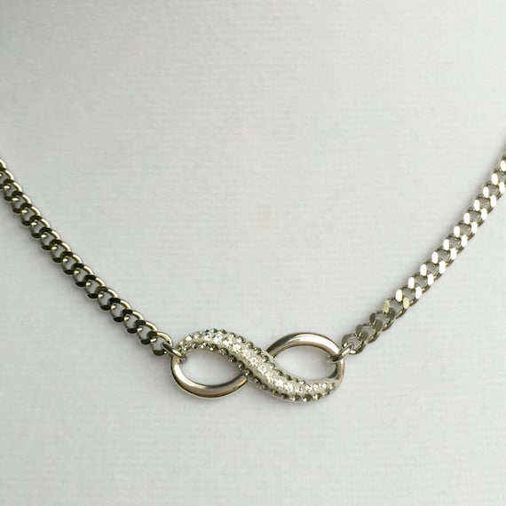 Swarovski Pave Black Diamond & Crystal Infinity Necklace