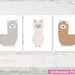 Cute Llama Wall Art Prints for Girls, Baby Alpaca Wall art, 8" x 10" Llamas Prints, Set of 3 Kids Alpaca Art Llama Nursery Prints
