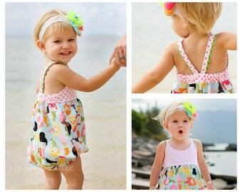 Hummingbird Romper - girls' baby romper - PDF pattern