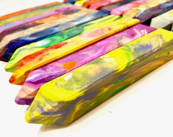 Crayon Stix Set- Birthday Gift - Recycled Rainbow Crayon Stix - Set of 4 Recycled Crayons - Kids Crayon Gift - Rainbow Crayons Toy - Artist