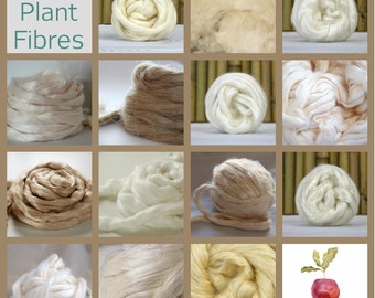 PLANT FIBRE ~ FLORA ~Tester Bag ~ 14 separately packed plant fibres ~ classroom, felting, spinning, crafting, Flax, Hemp, Ramie, Cotton