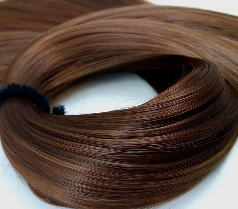 Belle Medium Brown Nylon Doll Hair Hank for Rerooting for