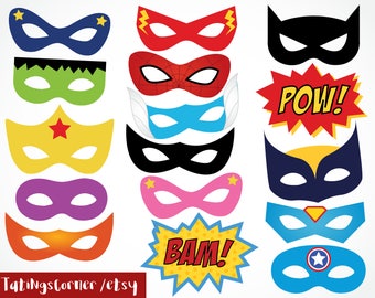 Superhero masks - Superhero photo booth props - Superhero party mask - Superhero party - Super hero props - Super Hero masks - instant downl
