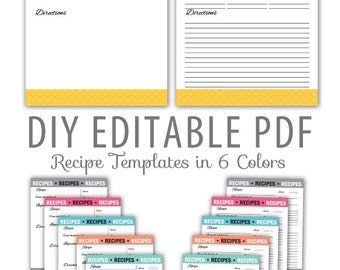 recipe sheet etsy recipe form