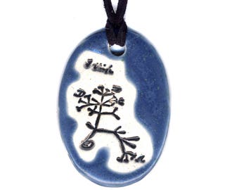 Darwin Tree Ceramic Necklace in Blue