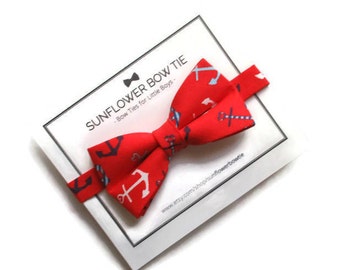 Anchors Bow Tie- Nautical Boys Bow Tie - Bow Tie for Boys - Men Bow Tie - Red Bow Tie - Toddler Bow Tie - Little Boys Bow Tie
