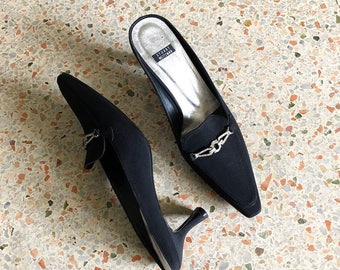 vintage stuart weitzman 90s femme kitten heel mules size 8B