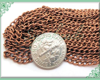 32ft Copper Tone Curb Chain - Bulk Copper Chain, Copper Curb Chain, Copper Chain, CTC4