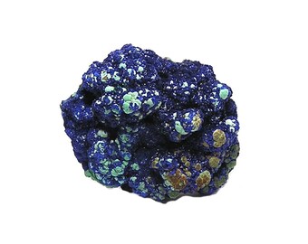 Blue Azurite with green Malachite on Red Copper Rock Matrix Mineral Specimen from Morocco, Outstanding Display Gem Collector's Choice