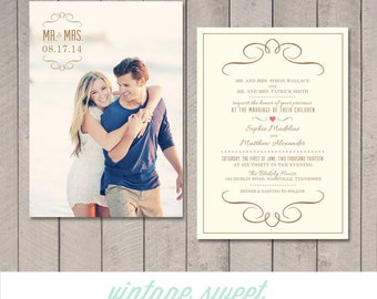 Modern Wedding Invitation (Printable) DIY by Vintage Sweet