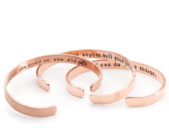 Custom Bracelet, Hand Stamped, Personalized Copper Cuff Bracelet, Hand Stamped Custom Copper Bracelet, Custom Phrase or Name quote cuff