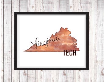 Virginia Tech Hokies | Printable Art | Christmas Gift | Dorm Room Decor | Digital Download | Home Decor | Wall Art