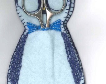 Little Blue Penguin Hussif, Sewing kit, pattern, handmade embroidery.