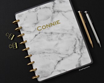 Planner COVER, Happy Planner Cover, Erin Condren Cover, Recollections Cover, Levenger Cover: Minimalist Planner Gold Foil, marble texture