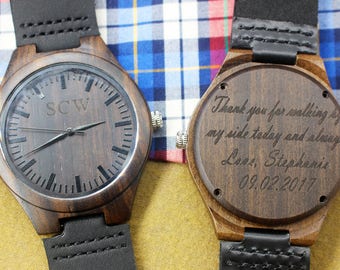 Wooden Watch Groomsmen Gifts Wood Watch for Men Personalized Watch Boyfriend Gift Husband Gift Mens Watch Anniversary Gifts for Men Birthday