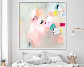 ABSTRACT Painting, giclée print, abstract art, up to 40x40", Acrylic Painting, Extra Large Wall Art, Abstract Art Print, Pink grey pastels