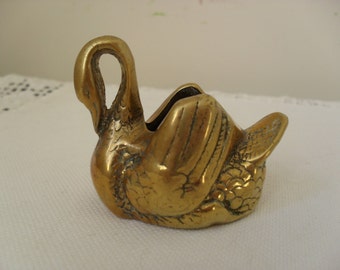 Brass SWAN Vintage Brass Swan Match Holder Retro Brass Bird Small Brass Swan Collectible Tobacciana Retro GIFT Mantle Decor Stocking Stuffer