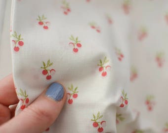 Laura Ashley vintage cherry fabric | Red cherry fabric | Lightweight Laura Ashley fabric | Vintage Laura Ashley cherry fabric, Free delivery