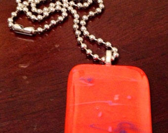 Orange and Purple Fused Glass Pendant
