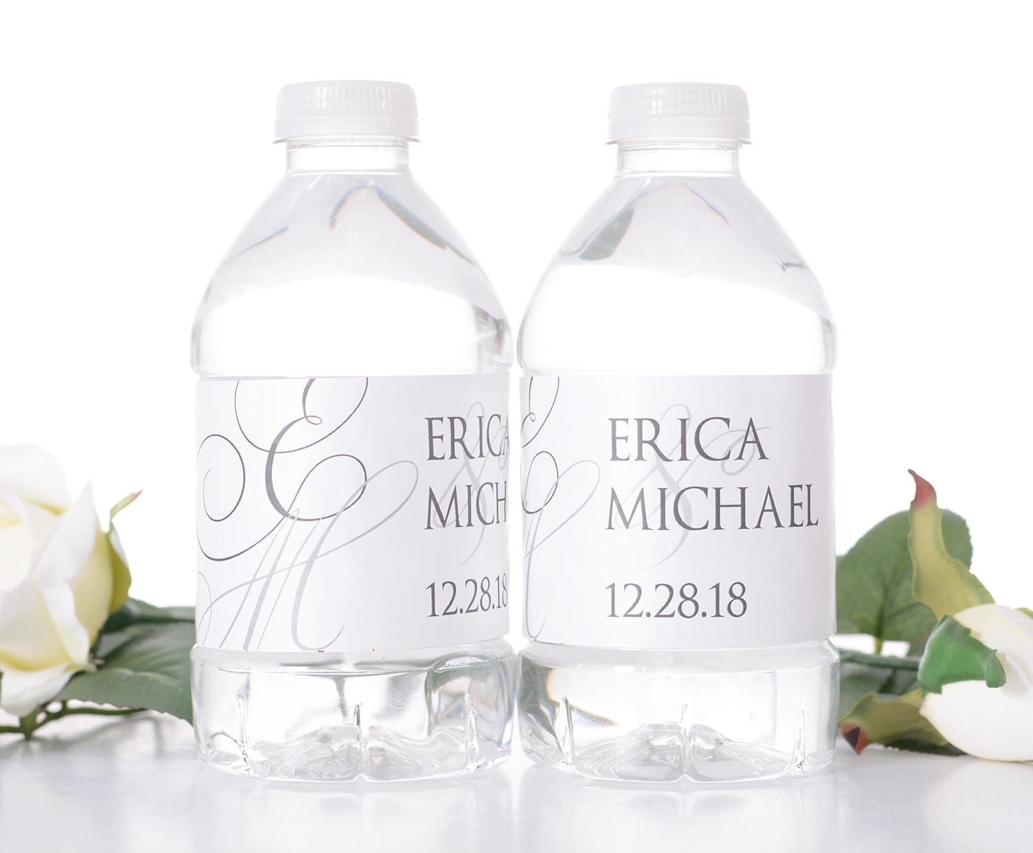 Elegant Wedding Water Bottle Labels Monogram Wedding Bottle
