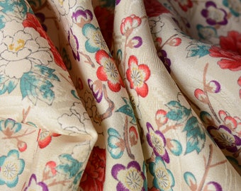 1950s Vintage Japanese Floral Kimono Silk Fabric You Choose 50" x 15" -341B-F-L21