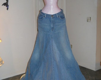 Belle Bohémienne bohemian ballroom jean skirt Renaissance Denim Couture fairy goddess mermaid Made to Order