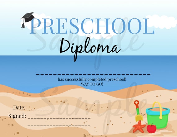 instant download preschool graduation diploma certificate keepsake