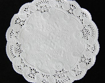 6" White French Lace Paper Doilies - 50 Quantity