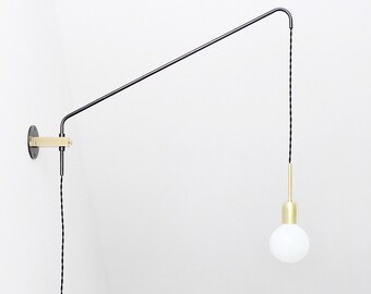 Brass and oxidized steel minimal Modern wall lamp, Potence lamp , Sconce lamp, Balance Lamp,