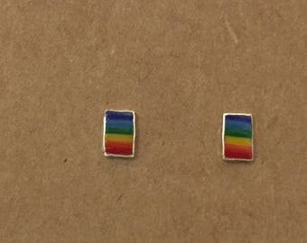 925 Sterling Silver Rainbow Earrings | Sterling Silver, Stud Earrings, Rectangle Earrings, Australia