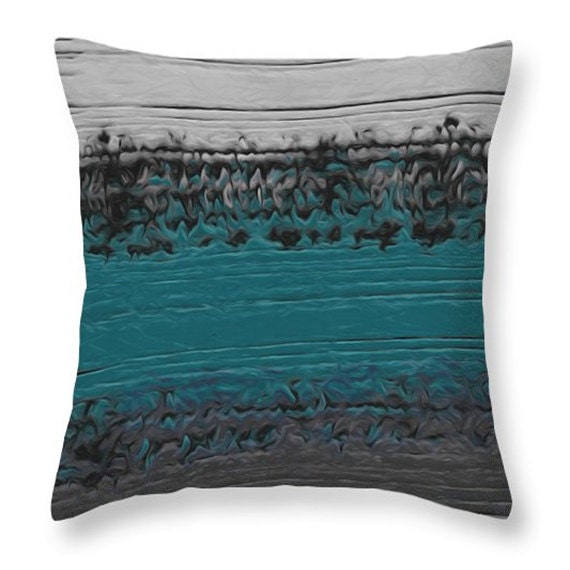 Items similar to Decorative Pillow teal and gray 