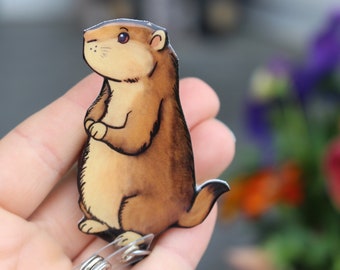 Prairie Dog Retractable ID Badge holder for prepunch badges 33 inch cord CNA HCA Housekeeping veterinarian Nurse Prairie Dog lover gift