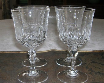 4 Vintage CRIS D'ARQUES / DURAND Crystal Wine Glasses St. Germain Pattern