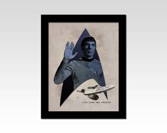 Star Trek The Original Series Mr Spock "Live Long and Prosper" vintage style print