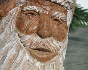 Hand Carved Santa Cottonwood Bark