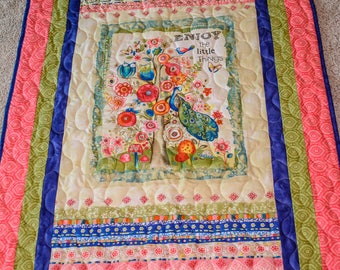 Titled"Enjoy the little things"quilted lap throw
