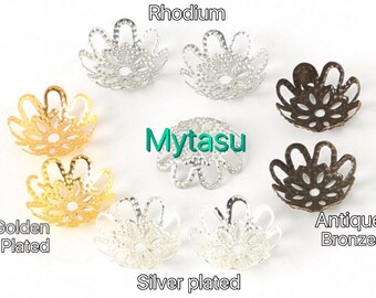 100 pcs 14 mm Antique Bronze Bead Caps, Zinc Alloy,metal bead cap,golden bead cap,silver bead cap,antique bronze bead cap,rhodium bead cap